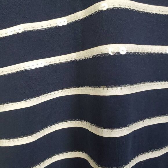 Christopher & Banks Women’s Navy Blue Striped 3/4 Sleeve Top Size XL 100% Cotton - Picture 2 of 6